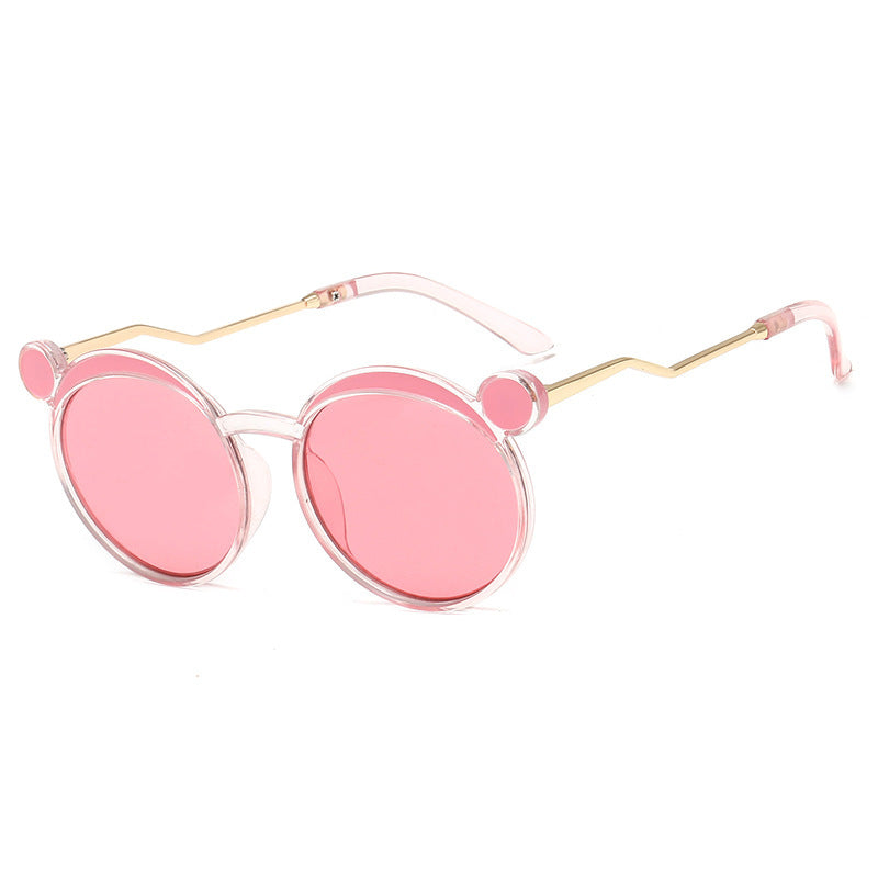 Dame Fashion-runde solbrille med innovativ ramme og fargede linser Luvikno