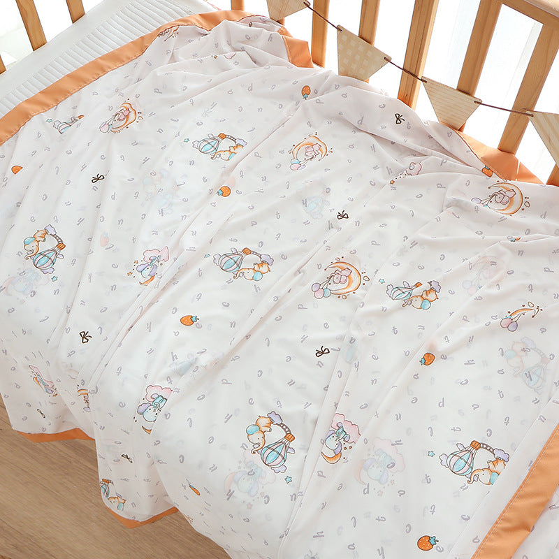 Unisex nan koselig babysengteppe laget av bomullsmuslin med pustende fyll og satinert kant Luvikno