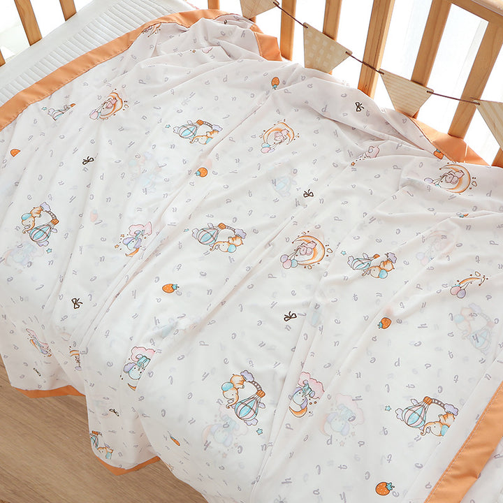 Unisex nan koselig babysengteppe laget av bomullsmuslin med pustende fyll og satinert kant Luvikno