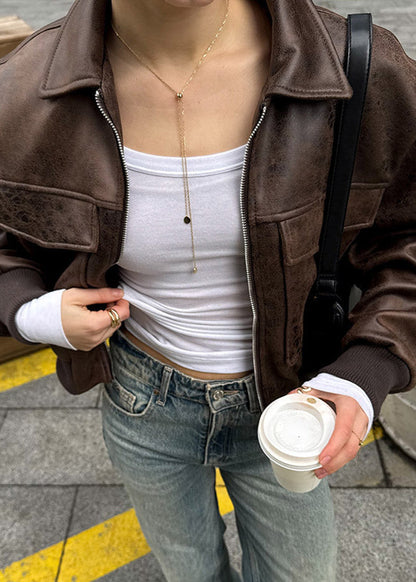 Luvik | Kulunut Keinonaahkahihna Takki