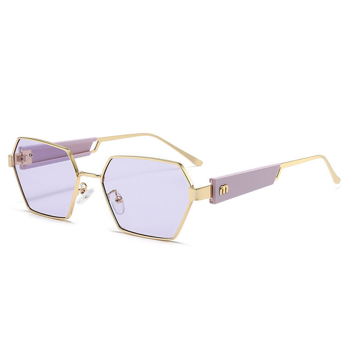 Dame Hexagon solbrille med luksuriøse metallakenter Luvikno