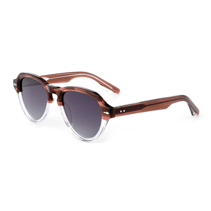 Damer moterik solbrille i elegant, rund design med polariserte linser Luvikno
