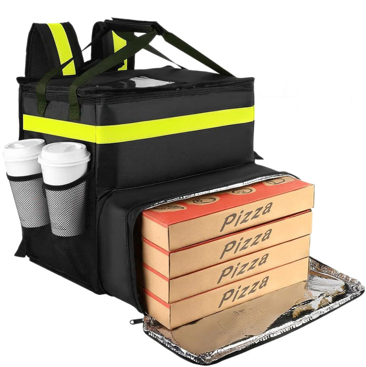Dame Isolert Pizza-leveringstaske med drikkeholdere og reflekterende elementer Luvikno