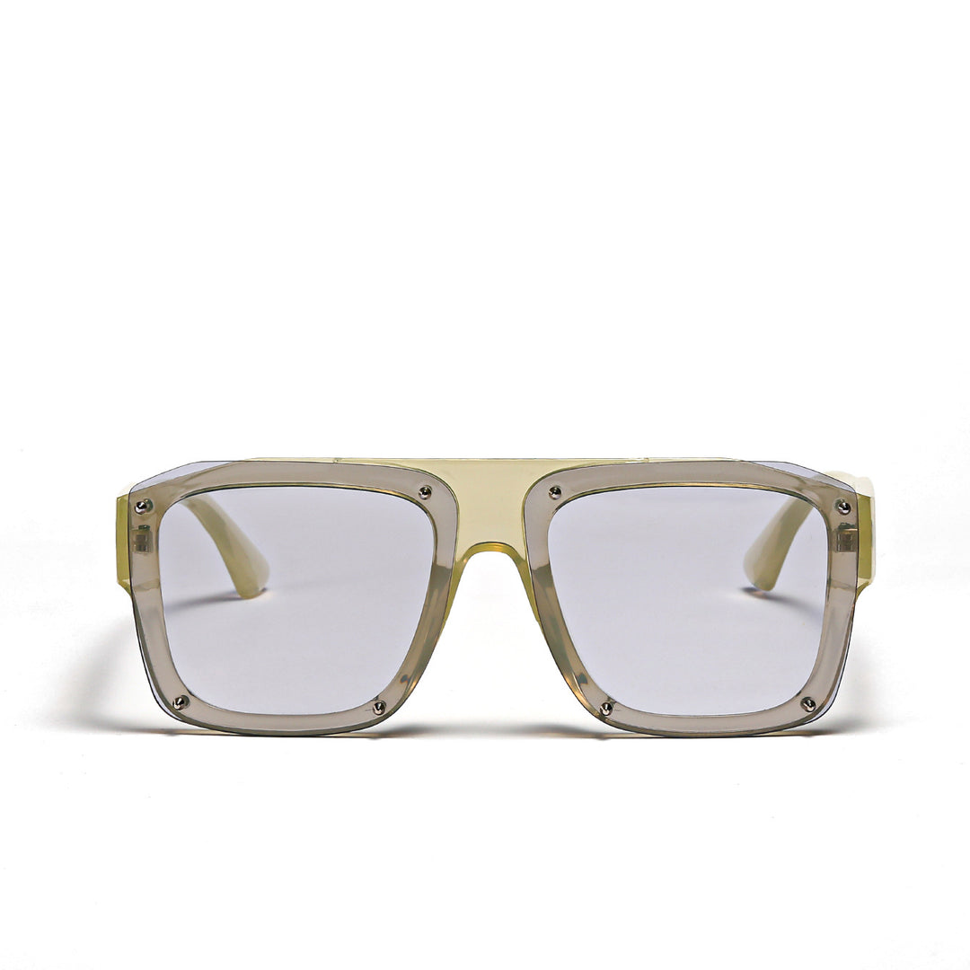 Dame Square-solbriller med modig transparent ramme Luvikno
