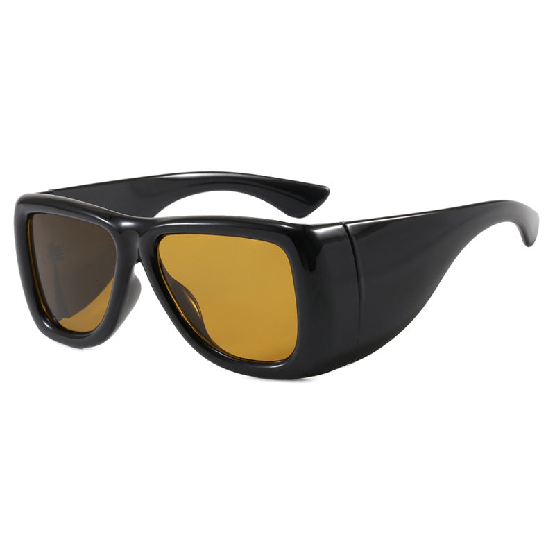 Damer trendy oversized solbriller med markant skjoldpatt-design Luvikno