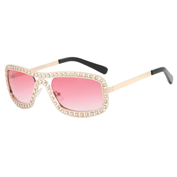 Dame moteriktig solbrille med glitrende ramme Luvikno