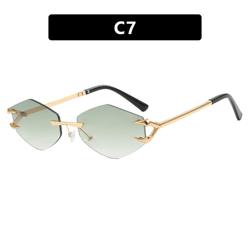 Dame ekstravagant hexagonal solbrille med innovativ ramme og UV-beskyttelse Luvikno