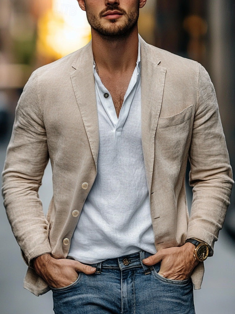 Herre avslappet lin blazer Luvik