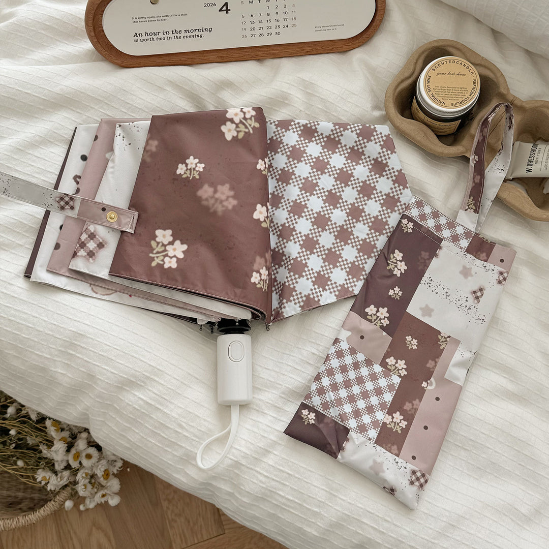 Dame Sammenleggbart Paraply med eksklusiv Patchwork-design Luvikno