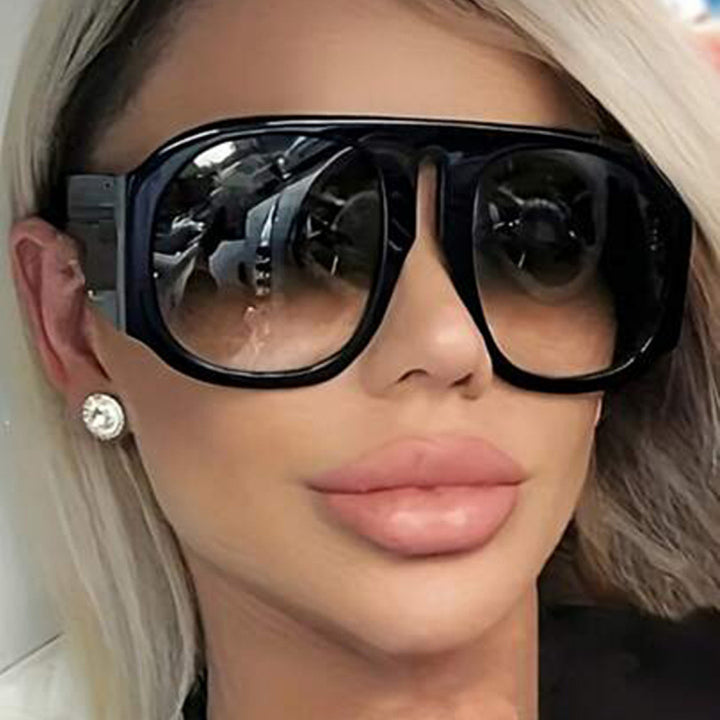 Dame trendy oversized solbriller med moteriktig fargeovergang Luvikno