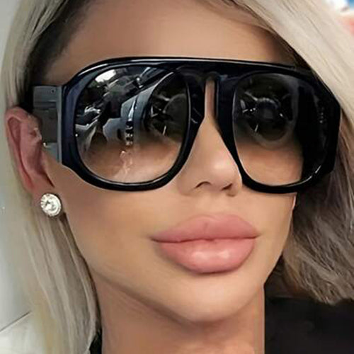 Dame trendy oversized solbriller med moteriktig fargeovergang Luvikno