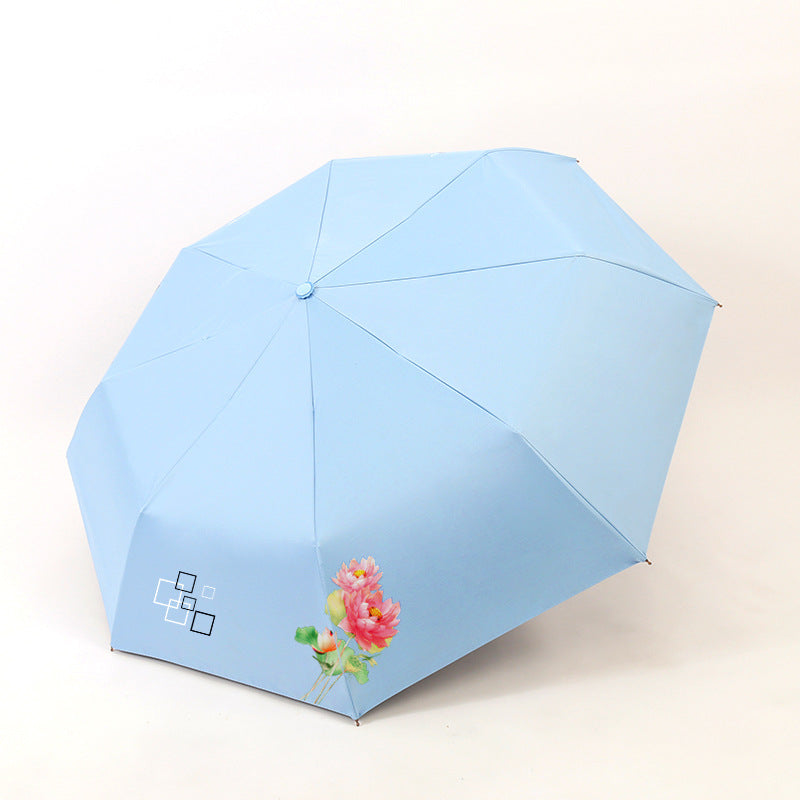 Kvinnes sammenleggbare paraply med elegant blomsterdesign Luvikno