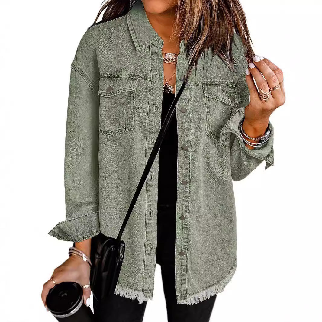 Femme Slitt Denim Vestjakke Luvik