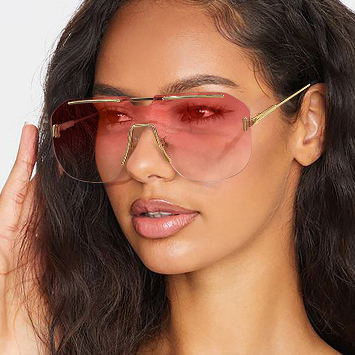 Dame geometrisk solbrille med stilramme i metall og UV-beskyttelse Luvikno