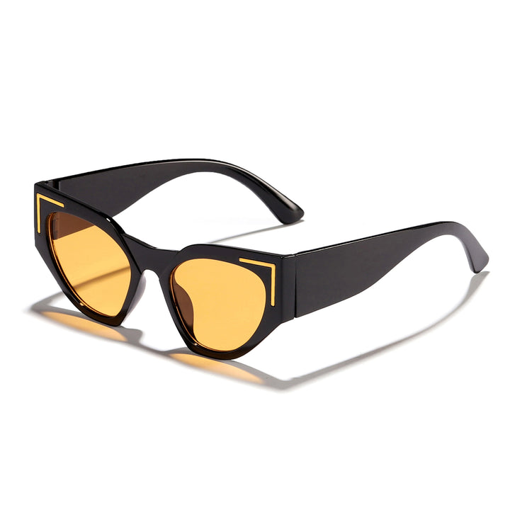 Dame kreativ Cat-Eye solbriller med transparent ramme og brune glass Luvikno