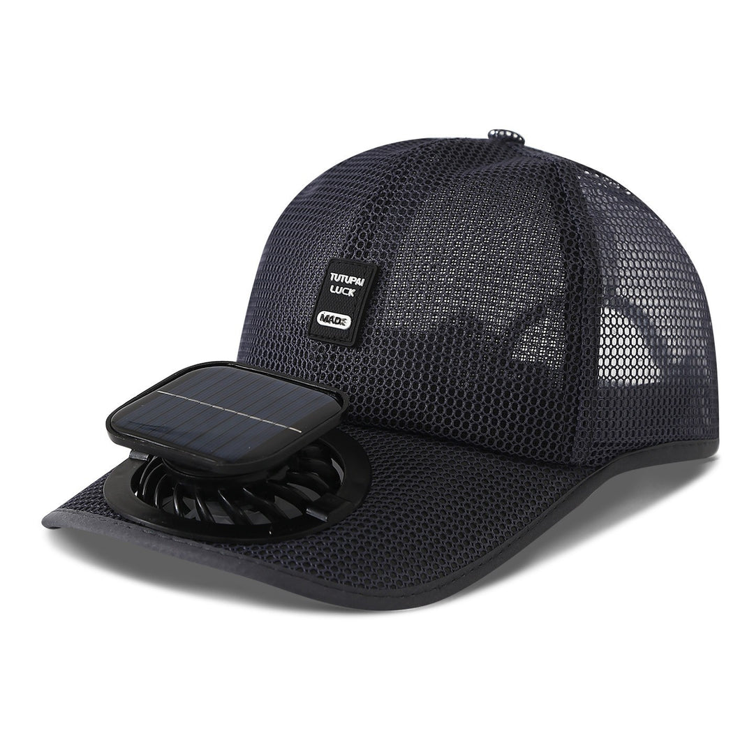 solardrevet mesh baseball cap med avtakbar frontvifte Luvikno