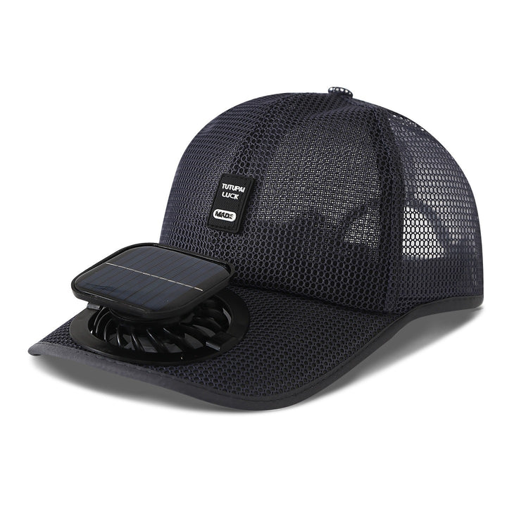 solardrevet mesh baseball cap med avtakbar frontvifte Luvikno