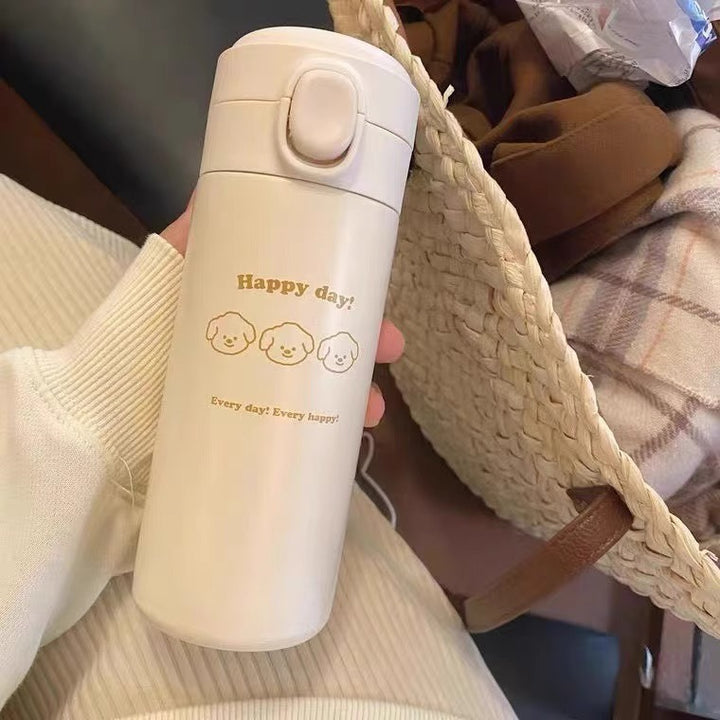 Damen Isolierflasche mit sicherem Druckverschluss und süßem Tierdesign Luvikno