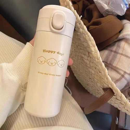 Damen Isolierflasche mit sicherem Druckverschluss und süßem Tierdesign Luvikno