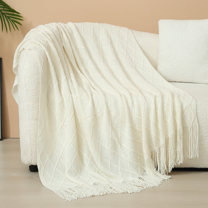 Damer Elegant og stilfullt bo- og kose-teppe med franser Luvikno