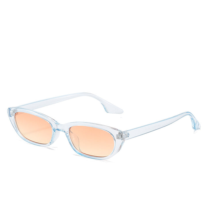 Dame moderne solbriller i trendy cat-eye-stil med gjennomsiktig ramme Luvikno