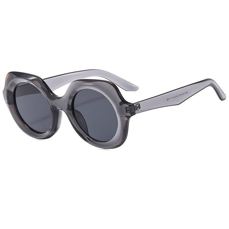 Dame oversized solbriller med stilige, buede rammer Luvikno