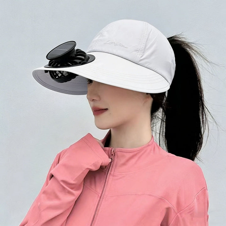 solardrevet mesh baseball cap med avtakbar frontvifte Luvikno