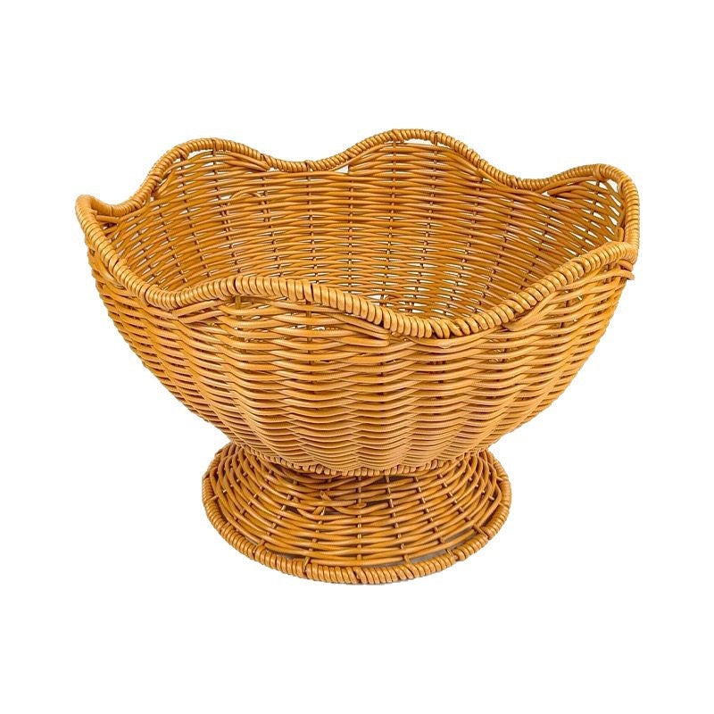 Unisex Rattan Fruktskål med elegante bølgelinjer Luvikno