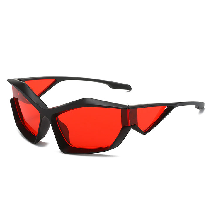 Dame sporty performance solbriller med moderne geometrisk ramme Luvikno