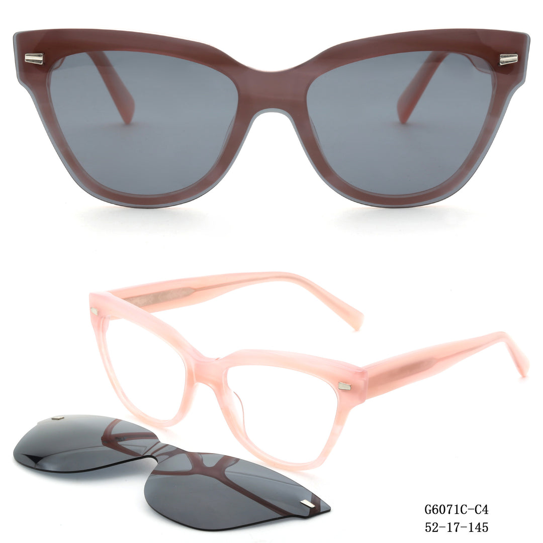 Dame moter Cat-Eye solbriller med avtakbare glass Luvikno