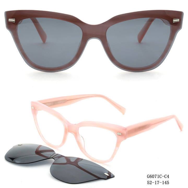 Dame moter Cat-Eye solbriller med avtakbare glass Luvikno