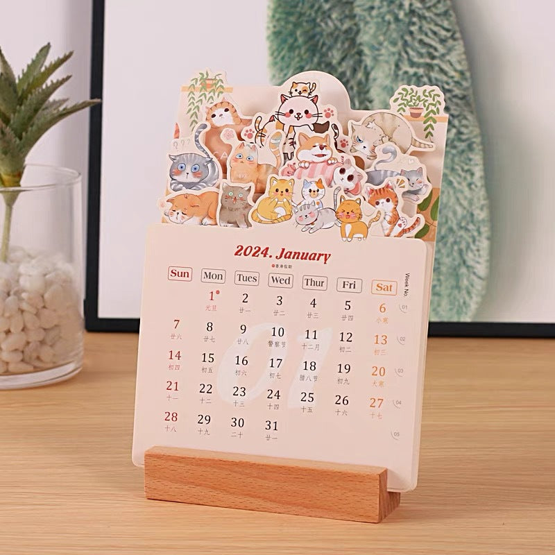 2024 Bloomy Flowers skrivebordskalender | Luvikno