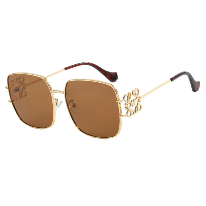 Dame kvadratisk solbrille med filigran design og luksuriøs metallramme Luvikno