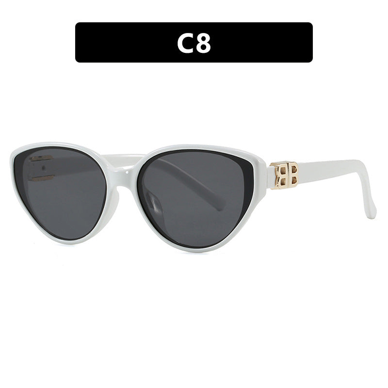 Dame modische Cat-Eye solbriller med elegant metallramme og UV-beskyttelse Luvikno