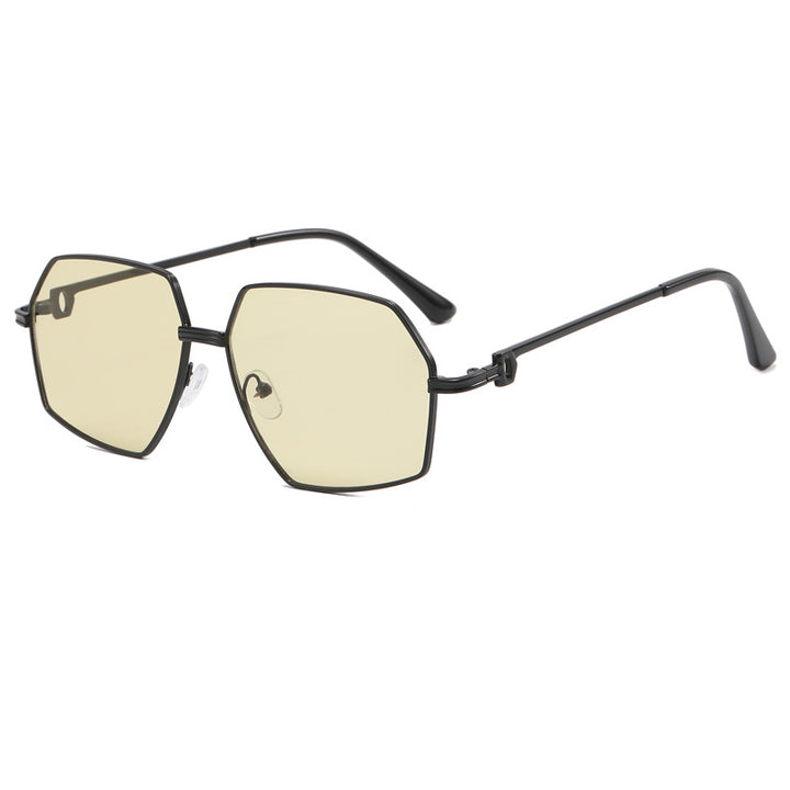 Dame Stilig geometrisk solbrille med edel metallramme Luvikno