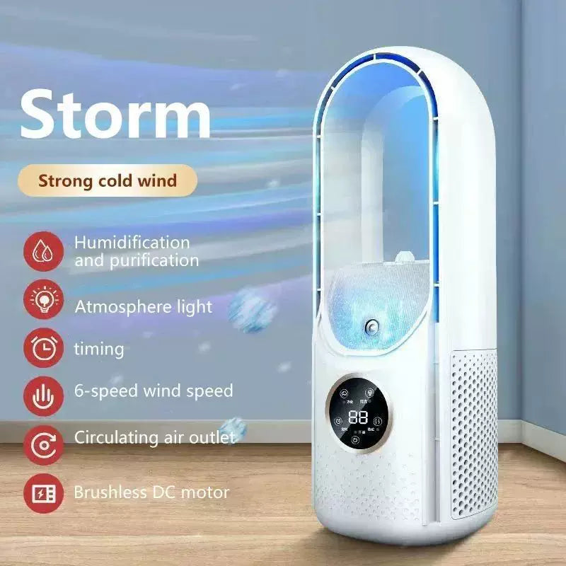 Unisex én størrelse bladløs evaporativ tårnvifte og luftfukter med berørings-LED-skjerm og børsteløs motor Luvikno
