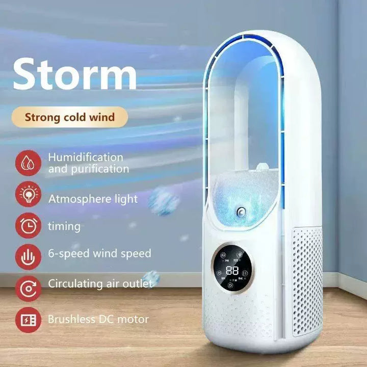Unisex én størrelse bladløs evaporativ tårnvifte og luftfukter med berørings-LED-skjerm og børsteløs motor Luvikno