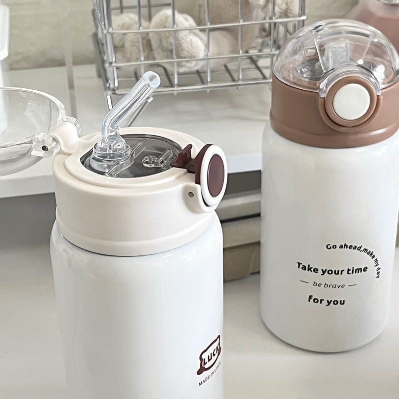 Damen Isoliertrinkflasche mit innovativem Klappdeckel und praktischem Griff Luvikno