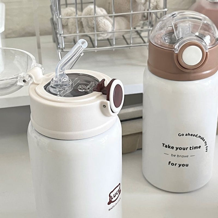 Damen Isoliertrinkflasche mit innovativem Klappdeckel und praktischem Griff Luvikno