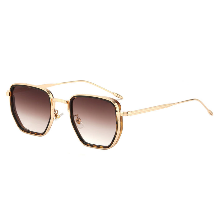 Dame Kvadratisk Designer Solbrille med moderne Metallramme Luvikno
