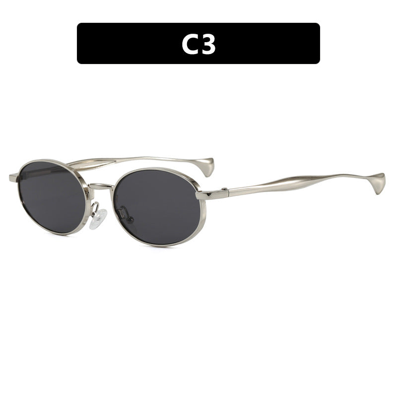 Dame robust rund solbrille med speilglass Luvikno