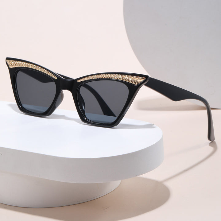 Dame Cat-Eye solbrille med luksuriøs detalj Luvikno