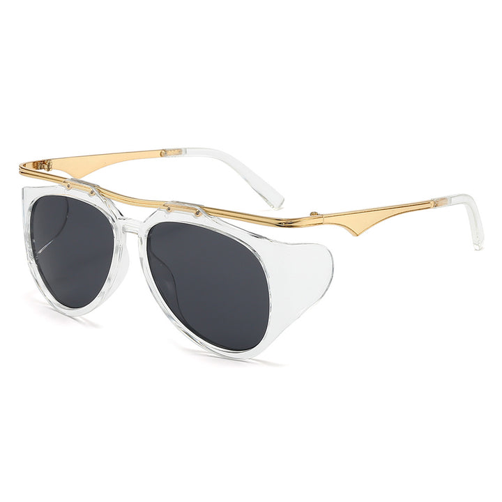Dame Modis sport solbrille med oversized ramme og gull aksenter Luvikno