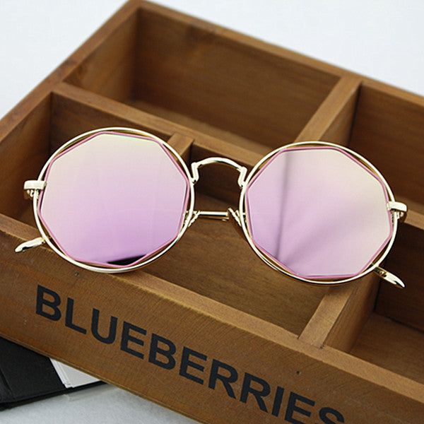 Dame Mote Åttekantet Solbrille med speilglass Luvikno