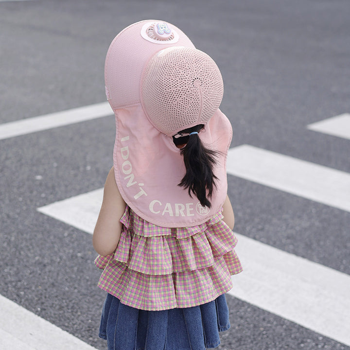 Barn-Solbeskyttende-Hatt med Nakke Beskyttelse, Pustende Nett og Justerbar Hakebelte Luvikno