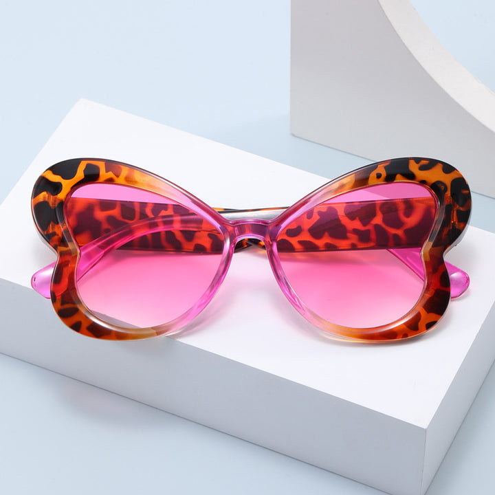 Dame Oversized-solbrille i leken sommerfugl-design Luvikno