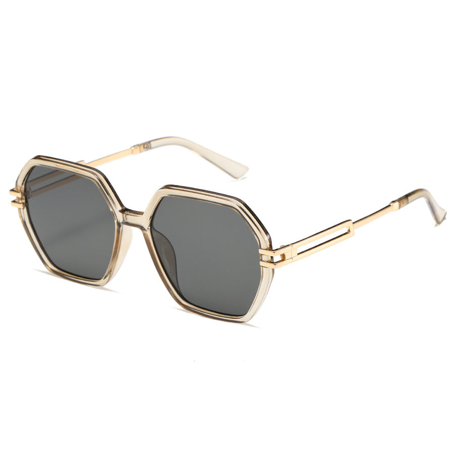 Dame moteriktig solbrille i avantgardistisk heksagon-design Luvikno