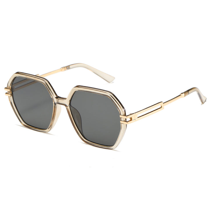 Dame moteriktig solbrille i avantgardistisk heksagon-design Luvikno