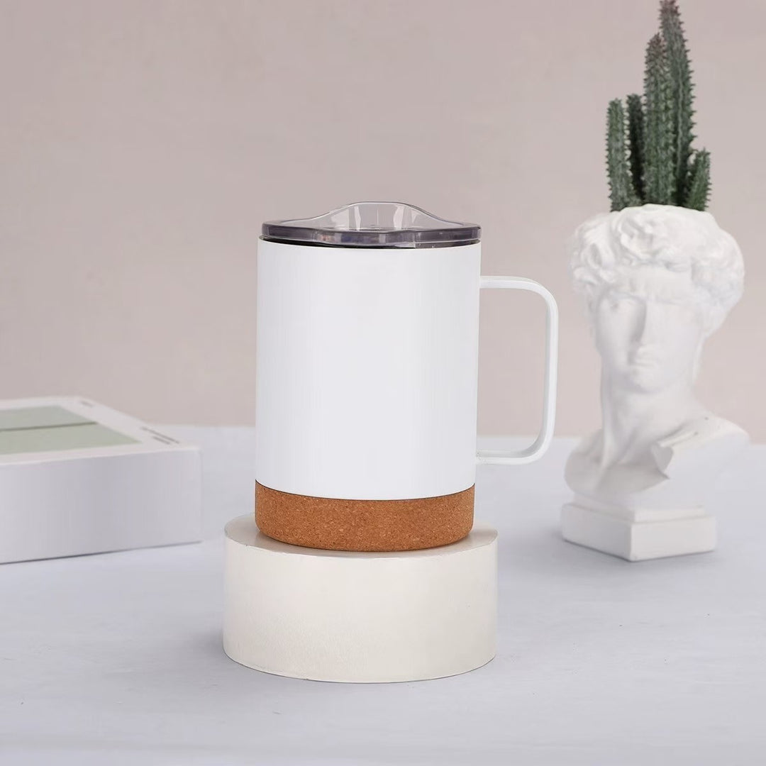Damer elegant kaffekopp med korkbunn og gjennomsiktig lokk Luvikno