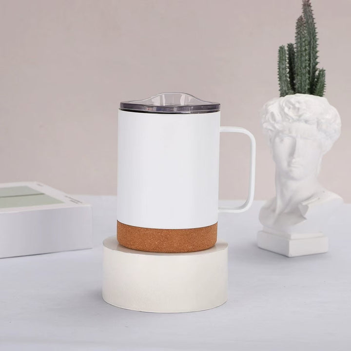 Damer elegant kaffekopp med korkbunn og gjennomsiktig lokk Luvikno
